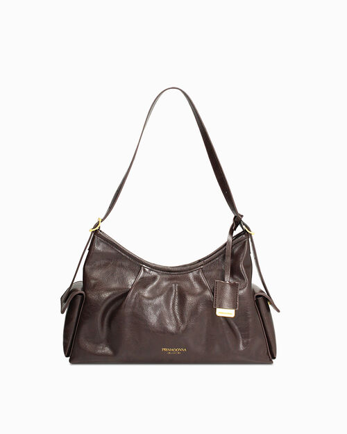 Bolso de hombro marr&oacute;n oscuro con correa removible, DK BROWN