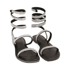 Sandali bassi neri in microfibra con pietre, Primadonna, 234986601MPNERO041, 002 preview