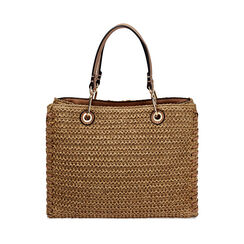 Sac à main femme beige en raphia, Primadonna, 25D519623RFBEIGUNI, 001a