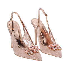 D&eacute;collet&eacute; slingback donna rosa in pizzo, tacco 11 cm, Primadonna, 252102074TSROSA036, 003 preview