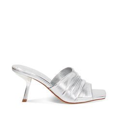 Mules open toe mujer plateadas en laminado, Primadonna, 252137811LMARGE035, 001a