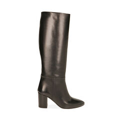 Bottes noires en cuir, talon 7,5 cm , Primadonna, 20A540701PENERO036, 001a