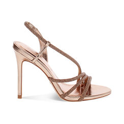 Sandalo donna rosa-oro in laminato con strass, tacco 10,5 cm, Primadonna, 252140344LPRAOR035, 001 preview
