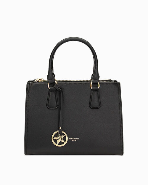 Bolso de mano negro con bandolera removible, BLACK