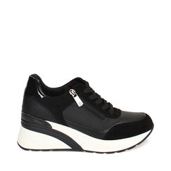 Sneakers glitter nere, plateau in gomma 7 cm, Primadonna, 242812140SGNERO036, 001a
