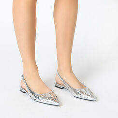 Bailarinas slingback mujer plateadas con tachuelas, Primadonna, 254906053LMARGE035, 002 preview