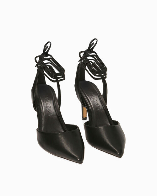 Slingback lace-up nere, tacco 8 cm , BLACK