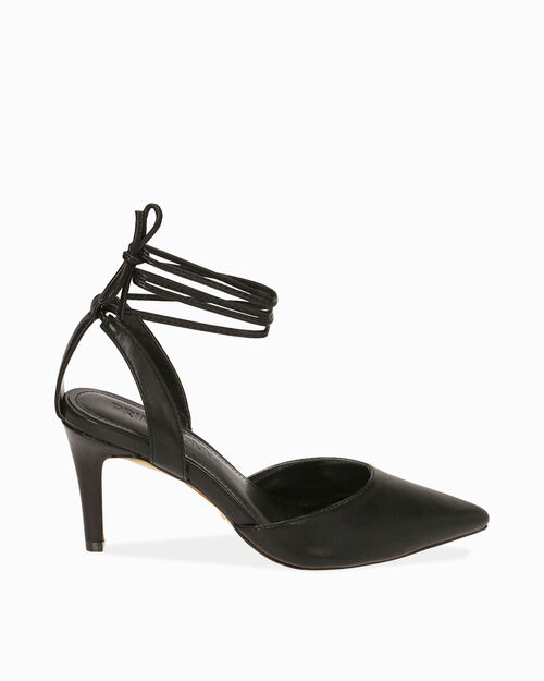 Slingback lace-up nere, tacco 8 cm , BLACK
