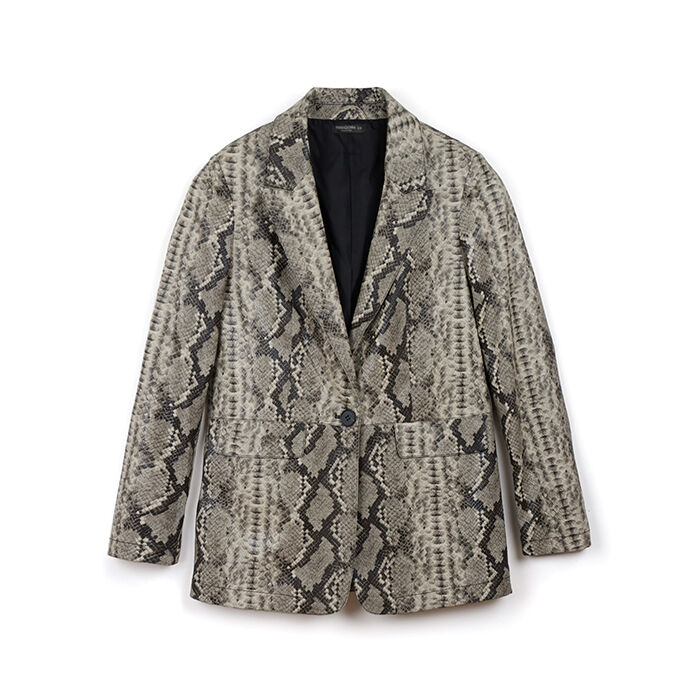 Chaqueta en sint&eacute;tico efecto pit&oacute;n negro y blanco, Primadonna, 266541203PTNEBIL