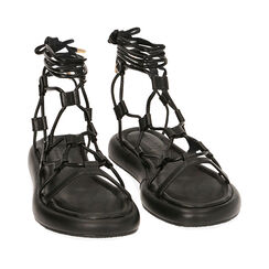 Sandali lace-up chunky neri , 192711708EPNERO036, 002a