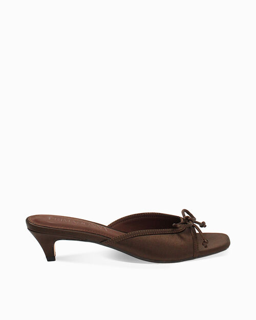 WOMEN SHOES SLIPPER SATIN MORO, DK BROWN
