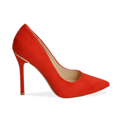 Décolleté corallo in microfibra, tacco 11 cm,