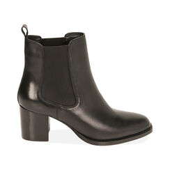 Chelsea boots neri in pelle, tacco 6,5 cm , Primadonna, 209404554PENERO035, 001 preview