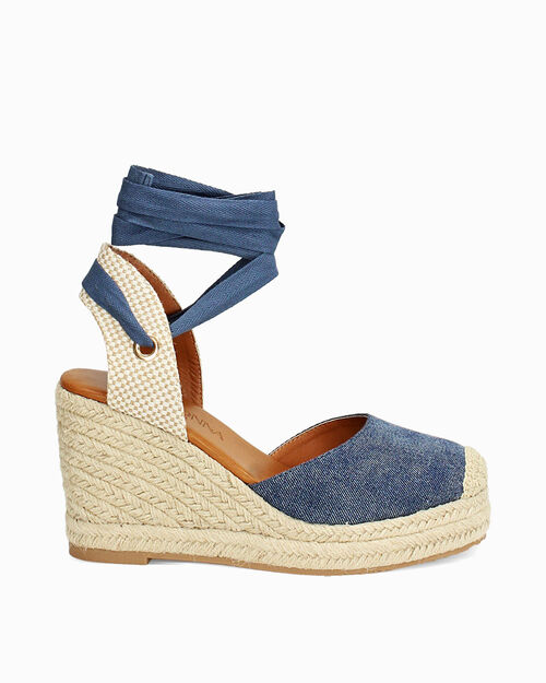 CHAUSSURES POUR FEMMES SEMELLES COMPENS&Eacute;, JEANS