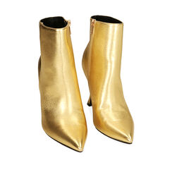 Botines de oro laminado, tacón de 9,5 cm., Special Price, 202188215LMOROG035, 002a