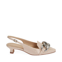 Slingback beige in naplak, tacco 3,5 cm , Primadonna, 194902601NPBEIG035, 001a