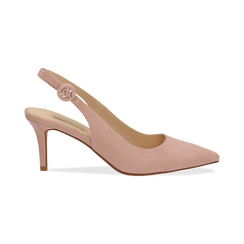 Décolleté Slingback nude in microfibra, tacco 7 cm,