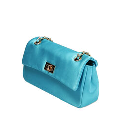 Borsa a tracolla in raso celeste, Primadonna, 215124675RSCELEUNI, 002a