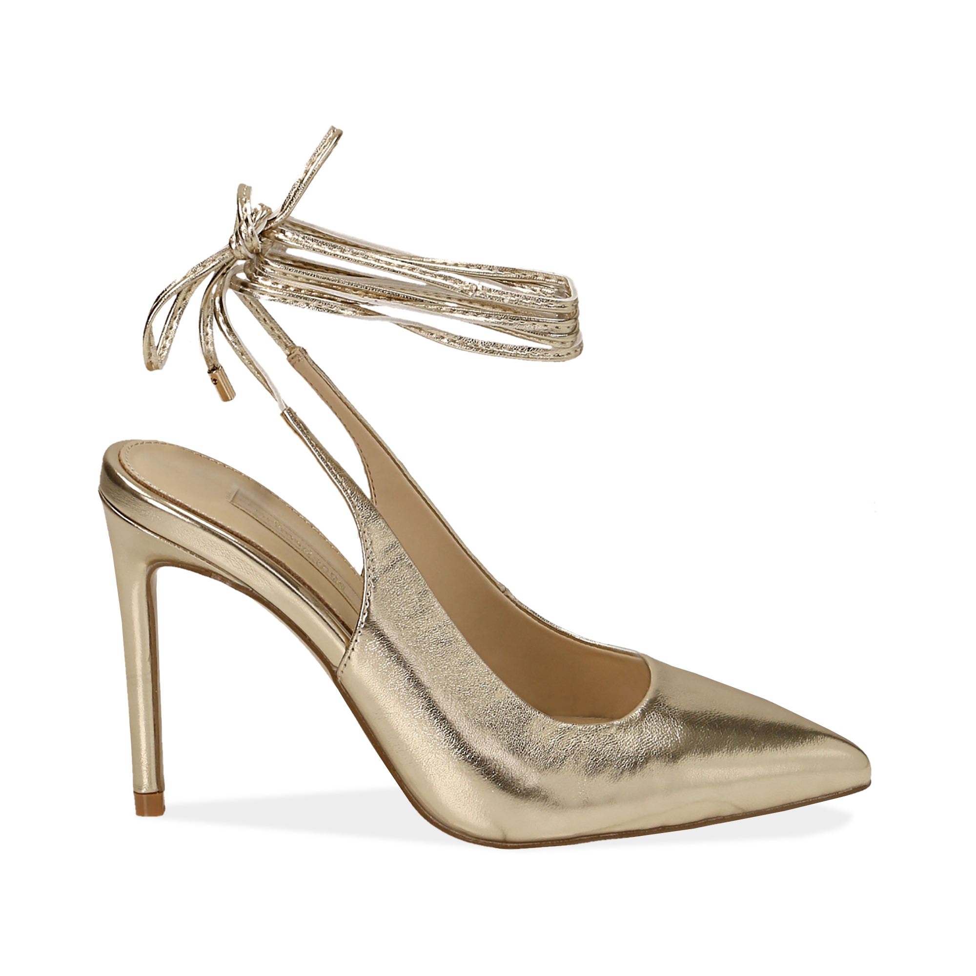 Slingback oro in eco-pelle laminata, tacco 10 cm | Primadonna Collection