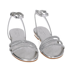 Sandali bassi argento in laminato con pietre, Ultime occasioni, 234909922LPARGE035, 002 preview