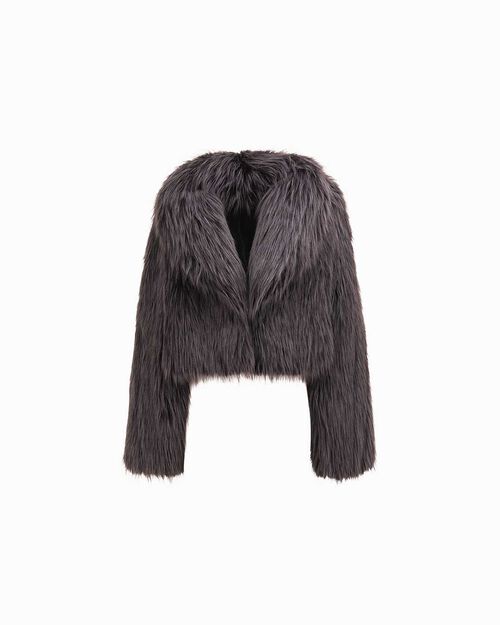 Veste en fourrure synth&eacute;tique noir-argent, MULTI COLOR
