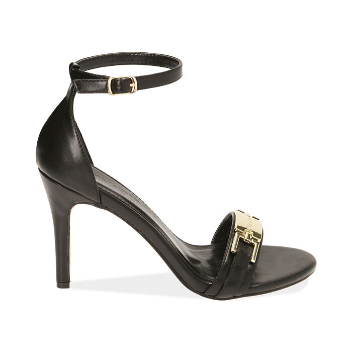 Sandali neri con staffa, tacco 9,5 cm , Primadonna, 192113602EPNERO036