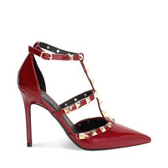 Sandalia abierta cereza con tacón de 10,7 cm, Primadonna, 262102032VECHER036, 001a