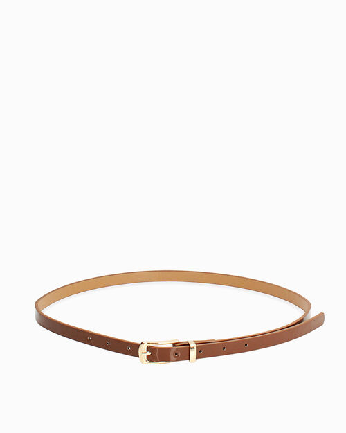 Cintura marrone lucida con fibbia elegante, BROWN