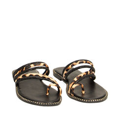 Sandalias bajas negras y leopardo con piedras, Special Price, 234965518ETNELE035, 002a