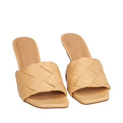 Mules beige, tacco 8 cm , 192791813EPBEIG036, 002a