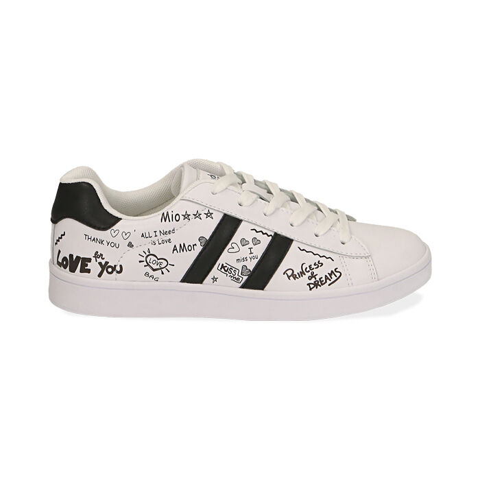 Sneakers bianche con scritte cartoon | Primadonna Collection