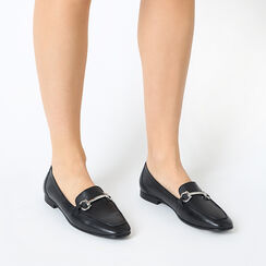 Mocassino nero in pelle, Scarpe, 257725524PENERO037, 002a