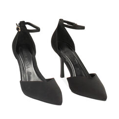 Décolleté Open shank nere in tessuto, tacco 8,5 cm, Primadonna, 242162830LYNERO038, 002a