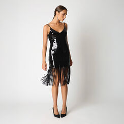 Vestito in paillettes nero con frange, Primadonna, 26C925050PLNEROM, 002 preview