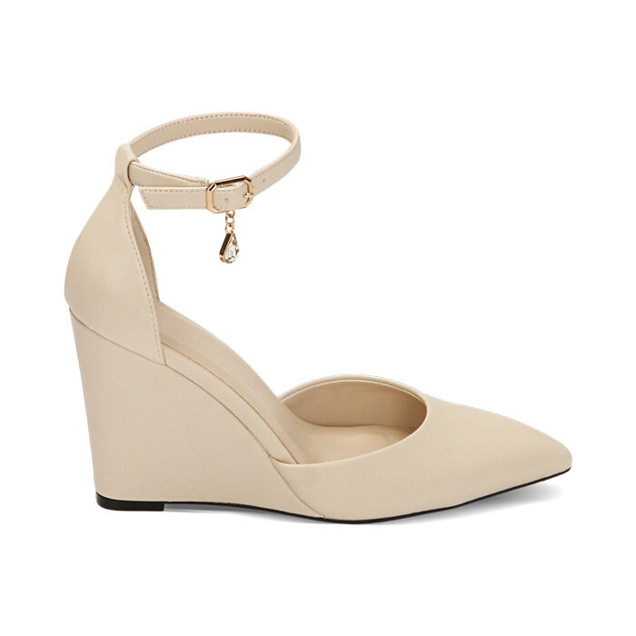Décolleté panna, zeppa 9,5 cm, Primadonna, 222721904EPPANN035