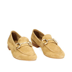 Mocassini taupe in camoscio, 237726319CMTAUP036, 002a