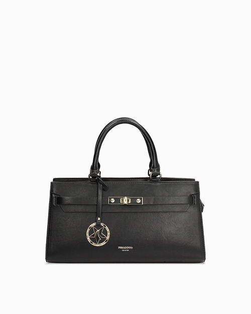 Borsa a mano nera con tracolla removibile, BLACK