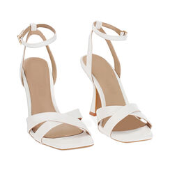 Sandalo bianco con braccialetto, tacco 9,5 cm, Primadonna, 252101906EPBIAN035, 003 preview
