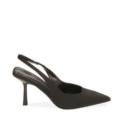 Slingback nere in lycra, tacco 7,5 cm , SPECIAL SALE, 192161201LYNERO037, 001a