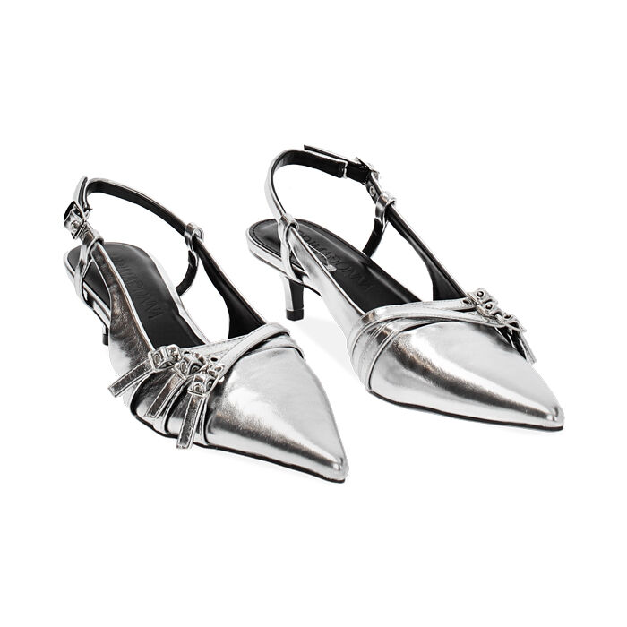 Decollete slingback argento tacco 4 5 cm Primadonna Collection