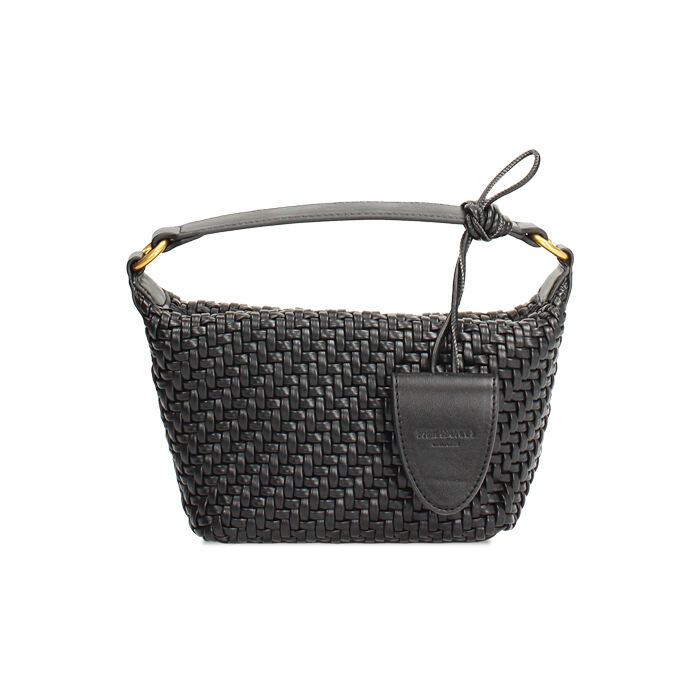 Mini bag nera in materiale intrecciato, Primadonna, 261600636EINEROUNI