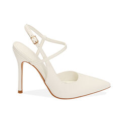 Décolleté slingback bianche, tacco 10,5 cm, Primadonna, 212186142EPBIAN035, 001 preview