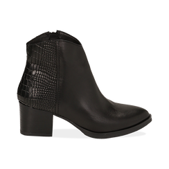 Camperos neri in pelle, tacco 6 cm , Stivaletti, 141612965PENERO036, 001 preview