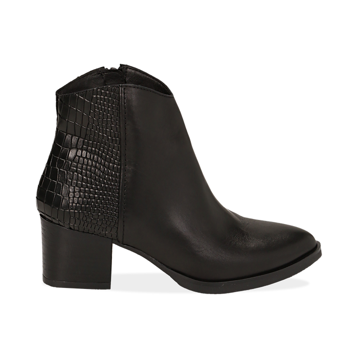 Camperos neri in pelle, tacco 6 cm , Stivaletti, 141612965PENERO036