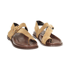 Sandali bassi donna taupe in camoscio, Primadonna, 25N151014CMTAUP036, 003 preview