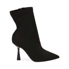 Ankle boots neri in tessuto, tacco 9,5 cm, Primadonna, 214912907LYNERO036, 001 preview