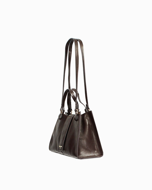 Bolso de mano marr&oacute;n oscuro elegante, DK BROWN