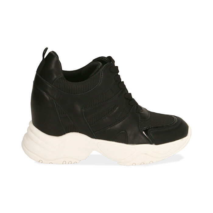 Sneakers nere, zeppa 4 cm , SALDI, 182815552EPNERO035