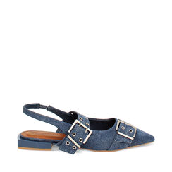 Bailarinas vaquero destalonada de estilo chic, Zapatos, 274934612TSJEAN035, 001a