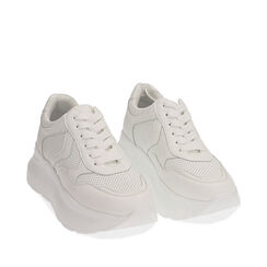 Sneakers bianche, zeppa 6 cm , SPECIAL SALES, 172832122EPBIAN039, 002a